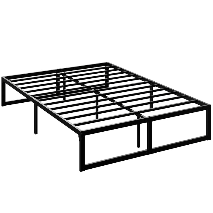 4ft6 Double Bed Frame with Underbed Storage and Steel Slat Support, 32