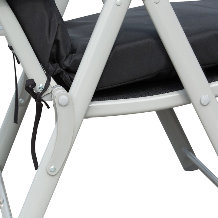 Steel Frame Outdoor Garden Padded Sun Lounger w/ Pillow Black