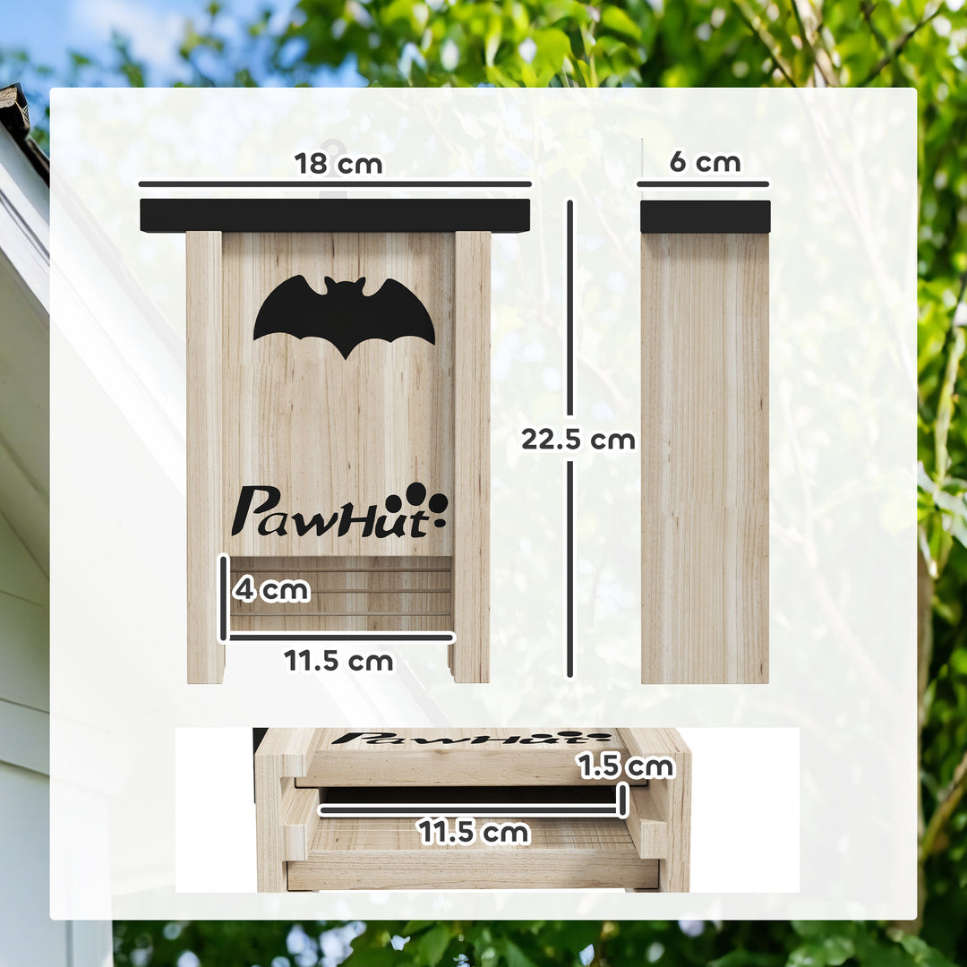 3PCs Wooden Bat Boxes, Bat Houses Designed to Attract Bats & Easy to Hang for Outdoor, Garden, Farm, 18 x 6 x 22.5 cm