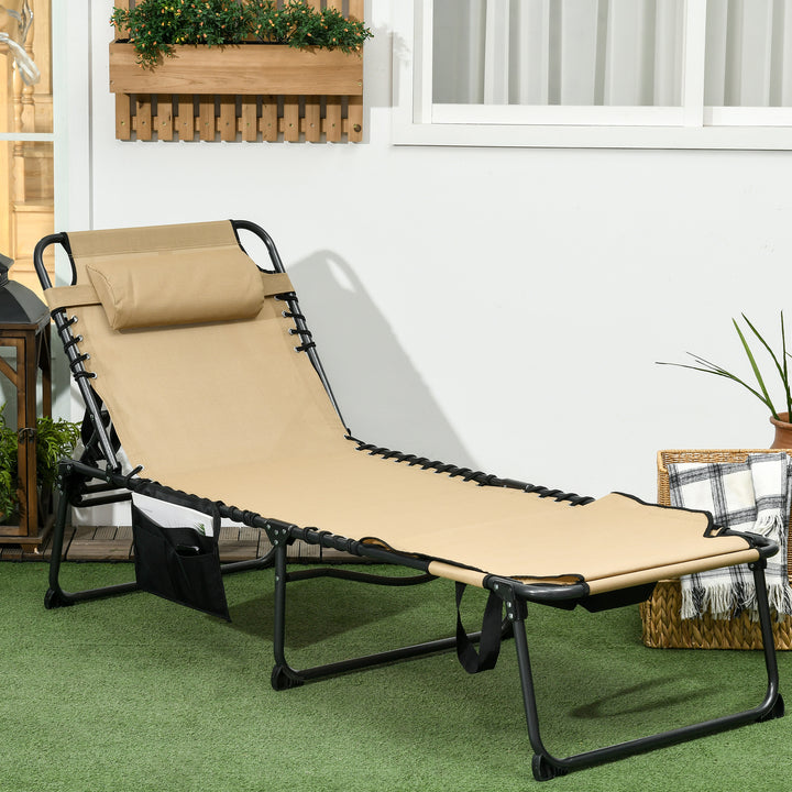 Outsunny Folding Sun Lounger with 5