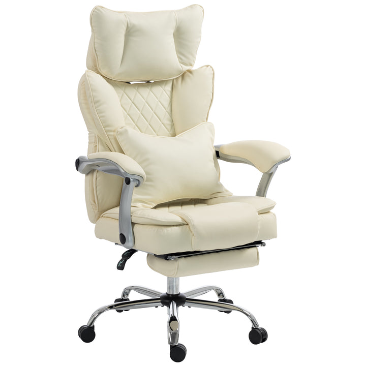 Executive Office Chair, PU Big and Tall Office Chair 180 kg with Wide - Beige