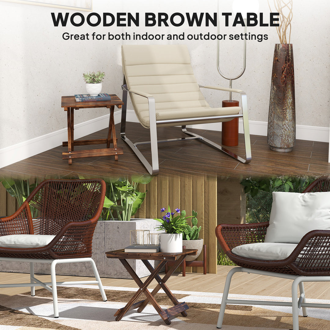 Fir Wood Folding Coffee Table, Lightweight Small Garden Table with Sla