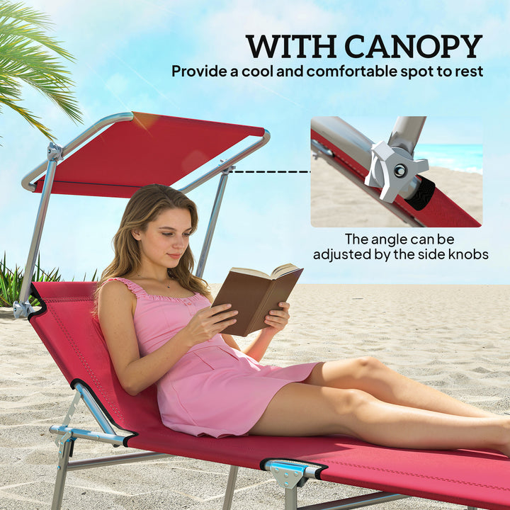Outdoor Foldable Sun Lounger Set of 2, 4 Level Adjustable Backrest Rec