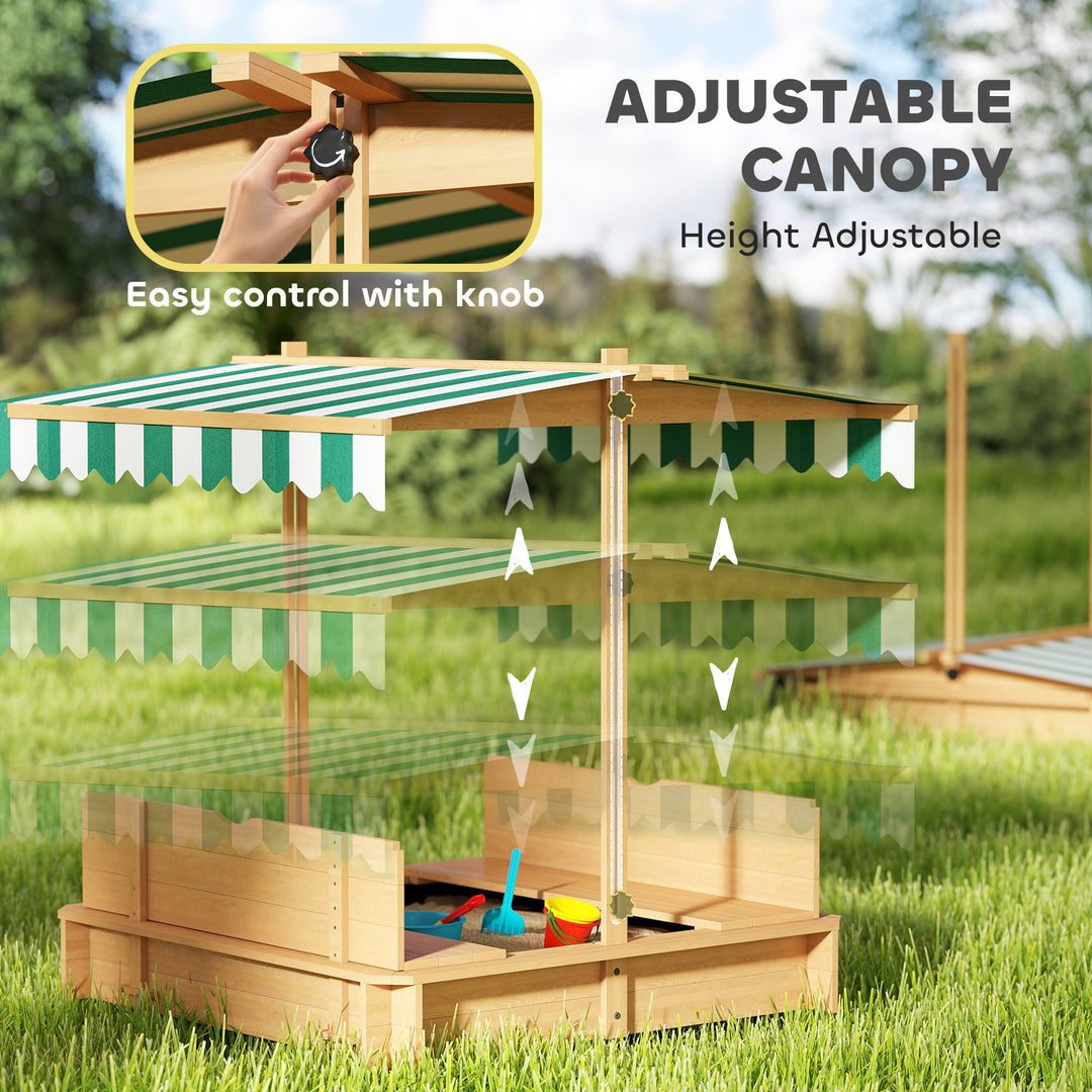 Kids Square Wooden Sandpit, Children Sandbox Outdoor Playset