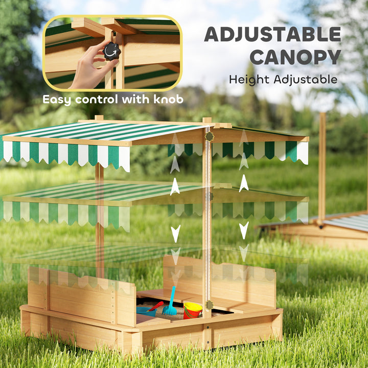 Kids Square Wooden Sandpit, Children Sandbox Outdoor Playset