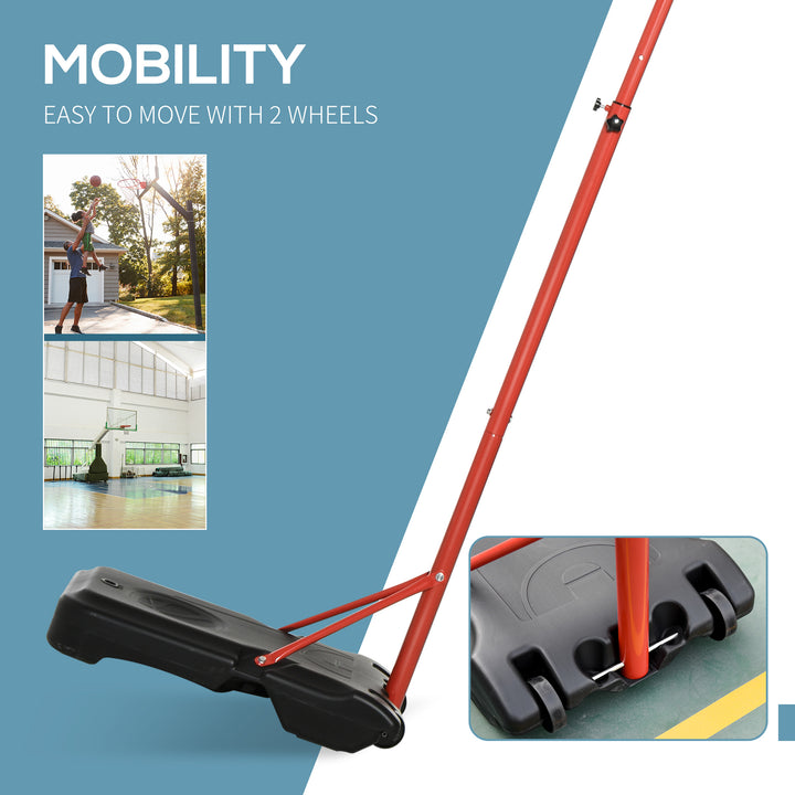 Basketball Hoop Outdoor, Portable Basketball Hoop and Stand with Weighted Base, Portable on Wheels, 1.55-2.1m, for Teens, Juniors, Adults, Black