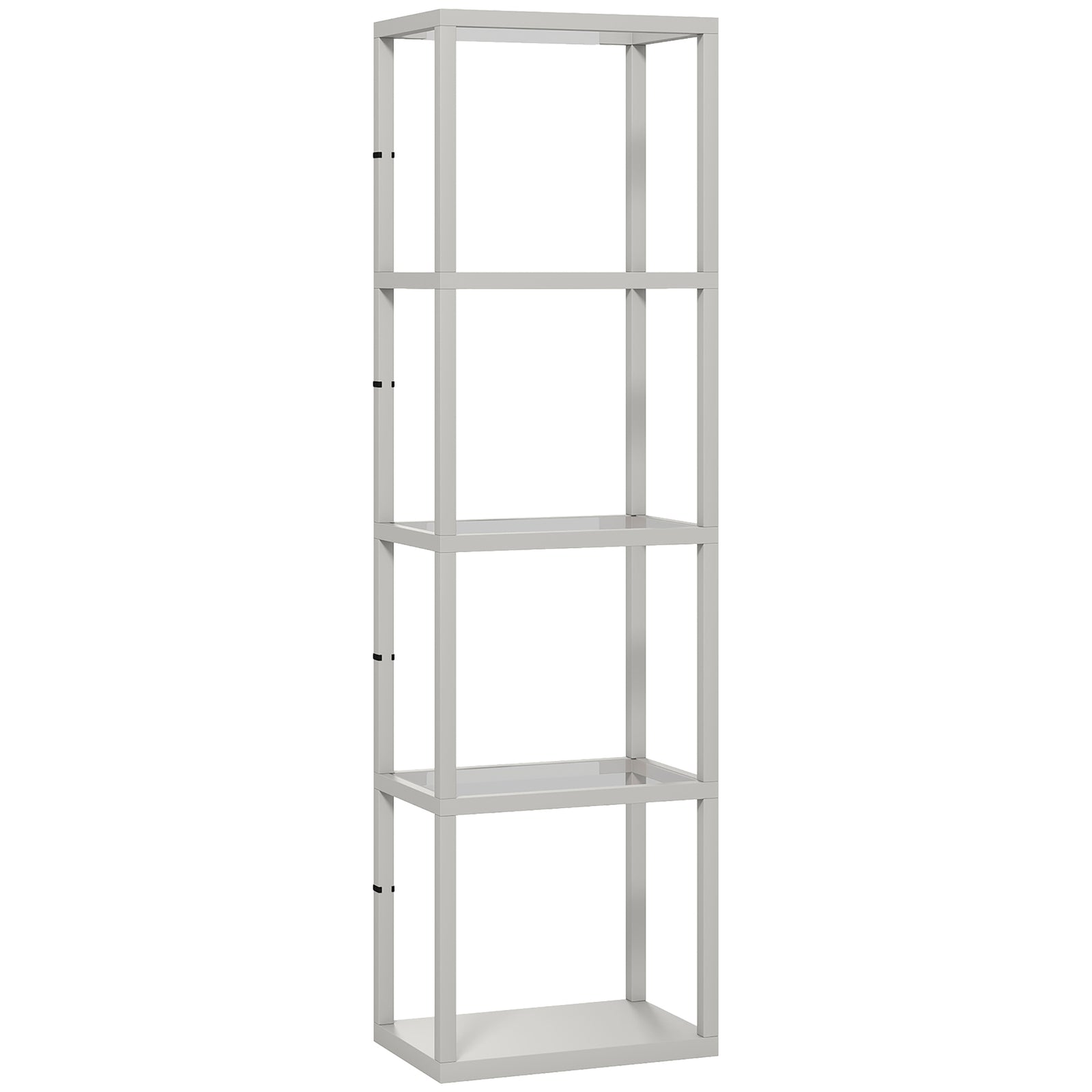 LED Floor Lamp with Glass Shelves, 4 Layers Dimmable Tall Standing Lamp, Modern Column Shelf Floor Light for Living Room, Bedroom, Office, Grey