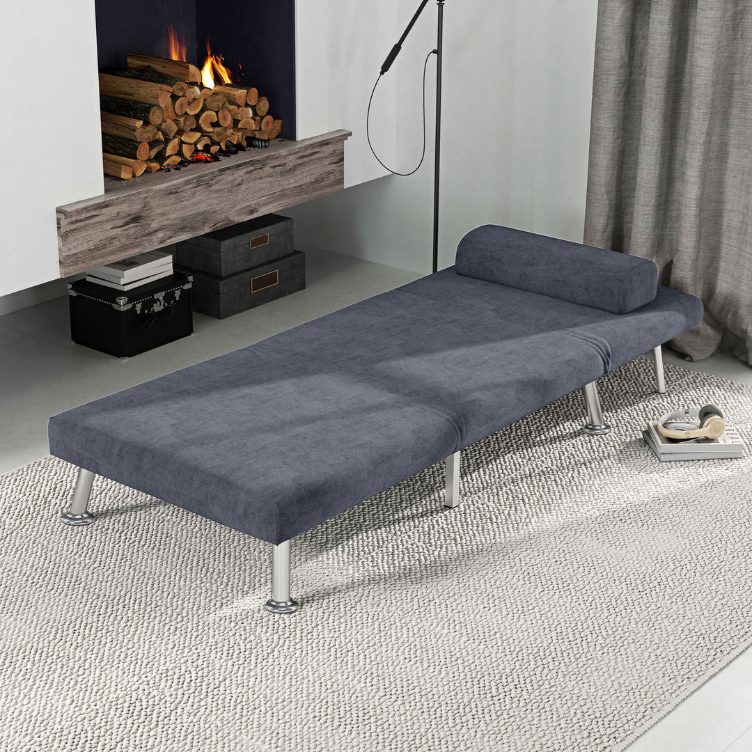 Single Velvet-Feel Sleeper Chair - Charcoal Grey