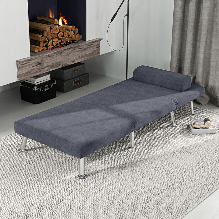 Single Velvet-Feel Sleeper Chair - Charcoal Grey