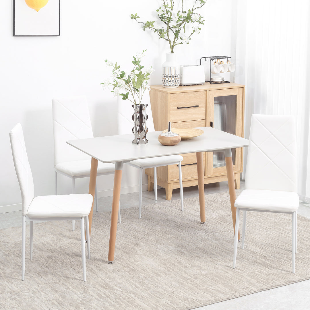 Set of 4 Faux Leather Dining Chairs - White