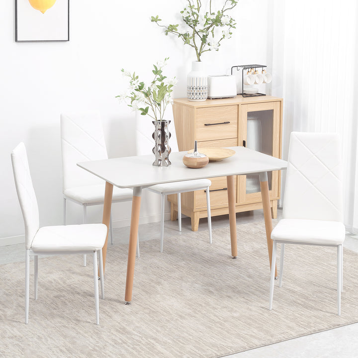 Set of 4 Faux Leather Dining Chairs - White