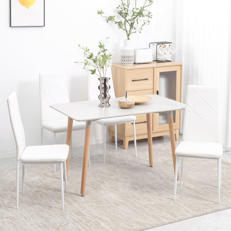 Set of 4 Faux Leather Dining Chairs - White