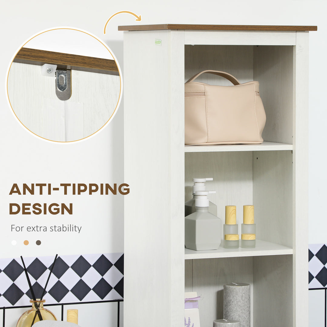 Bathroom Cabinet, Tall Storage Cabinet with Door and Adjustable Shelves, 39.5 x 30 x 160 cm, White