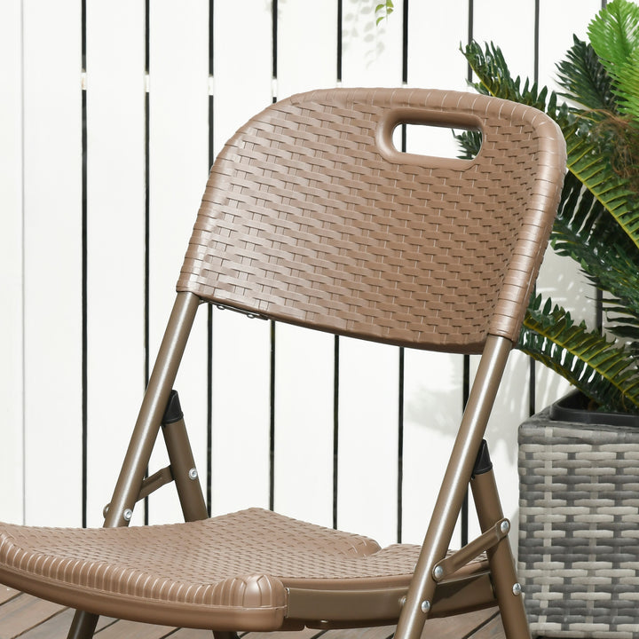 Outsunny 6 Seater Garden Dining Set, Rattan-Style HDPE Garden Furniture Set, Outdoor Dining Table and Chairs with 6 Armchairs and Rectangular Plastic Top Table for Patio, Balcony, Dark Brown