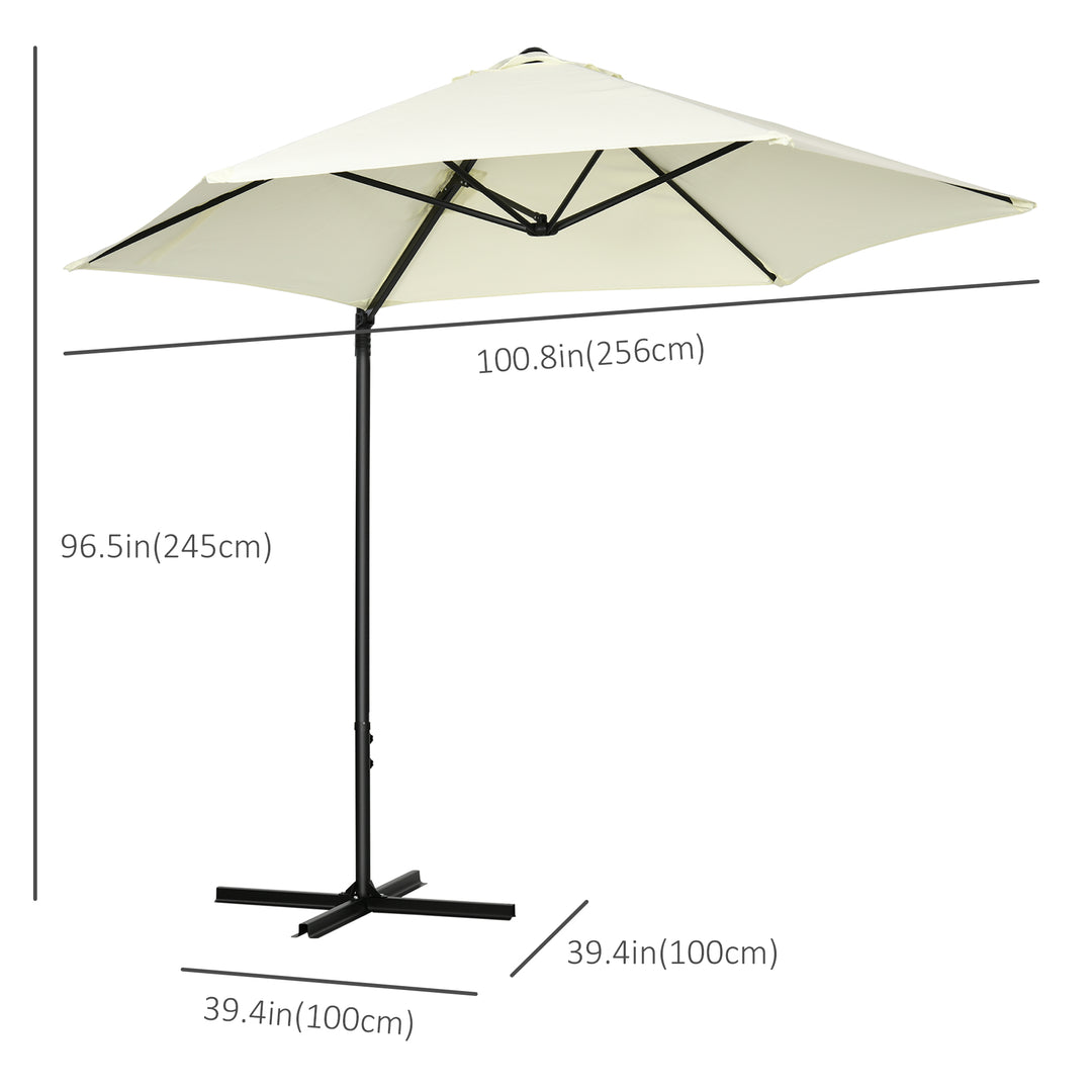 2.5M Garden Cantilever Parasol, Offset Roma Patio Umbrella Hanging Sun Shade Canopy Shelter with 360° Rotation and Cross Base, Beige