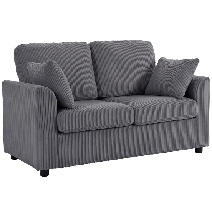 2 Seater Sofa, Corduroy Small Couch with Spring Cushion, Wide and Deep