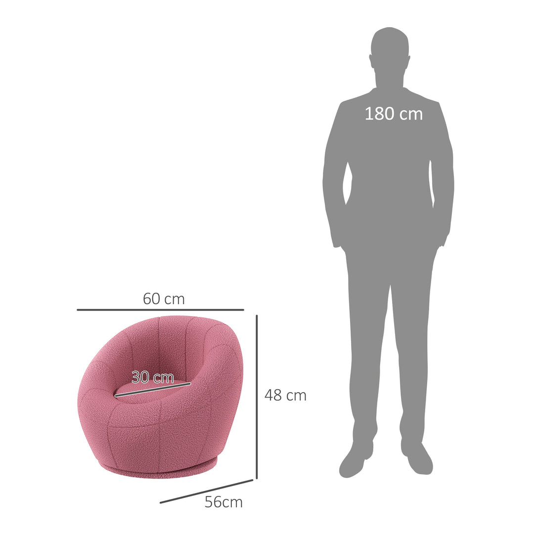 Modern Accent Chair, Swivel Upholstered Armchair for Living Room, Bedroom, Home Office, Pink