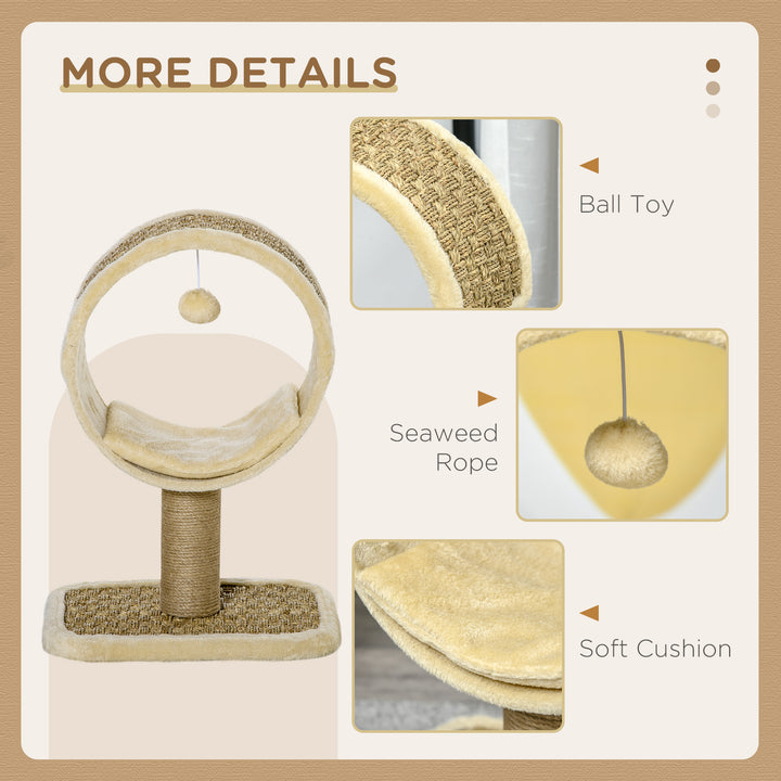 56cm Cat Tree for Indoor Cats, with Scratching Post, Tunnel, Toy Ball - Beige