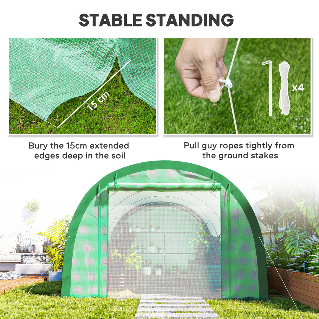 6 x 3(m) Polytunnel Greenhouse with Upgraded Structure, Mesh Door and 