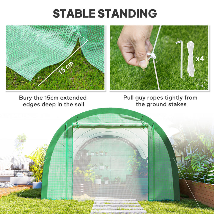 6 x 3(m) Polytunnel Greenhouse with Upgraded Structure, Mesh Door and 
