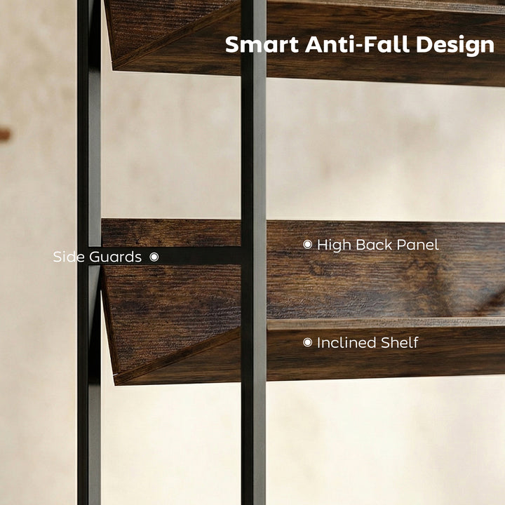 Bookshelf 5-Tier Metal Frame Room Divider Bookcase Storage Shelves for