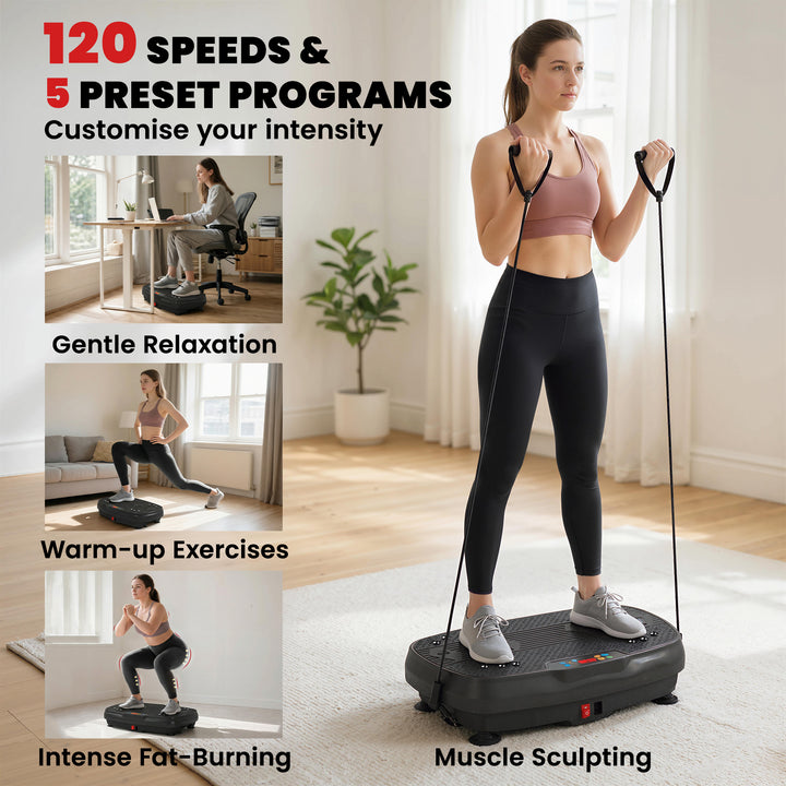 Vibration Plate Exercise Machine with 120 Speed Levels, 5 Programs, Qu