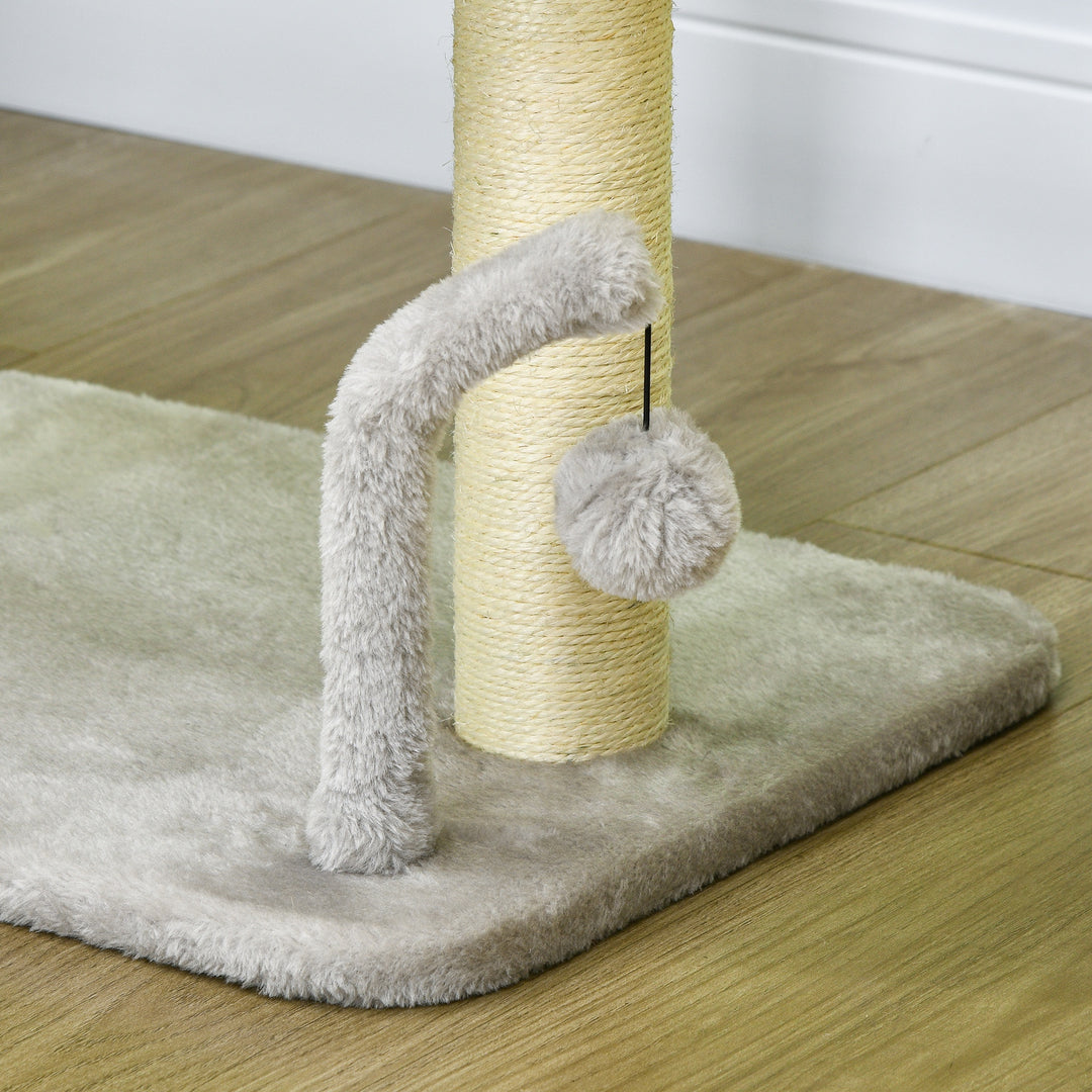 PawHut Indoor Cat Tree: Compact Activity Centre with Sisal Scratching Post & Toy Balls, Light Grey, 42cm | Aosom UK