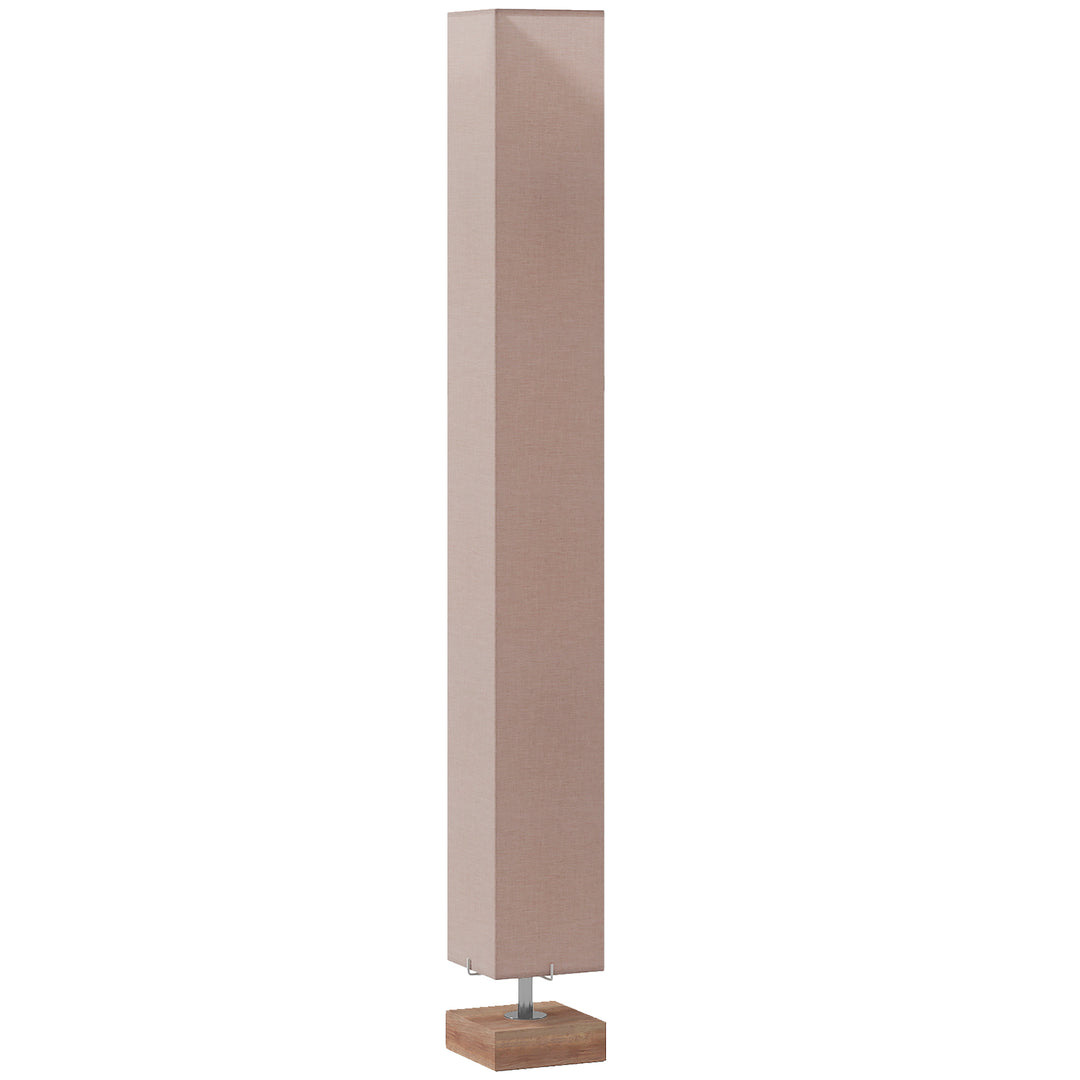 Floor Lamp, 120cm Standing Lamp with Linen Lampshade, Standard Light with Pine Wood Base for Living Room, Bedroom (Bulbs Not Included)