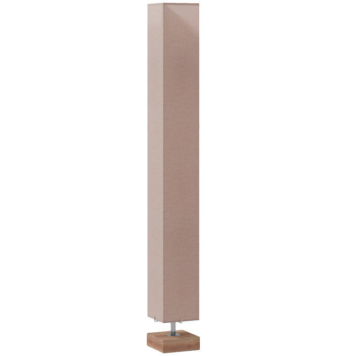 Floor Lamp, 120cm Standing Lamp with Linen Lampshade, Standard Light with Pine Wood Base for Living Room, Bedroom (Bulbs Not Included)