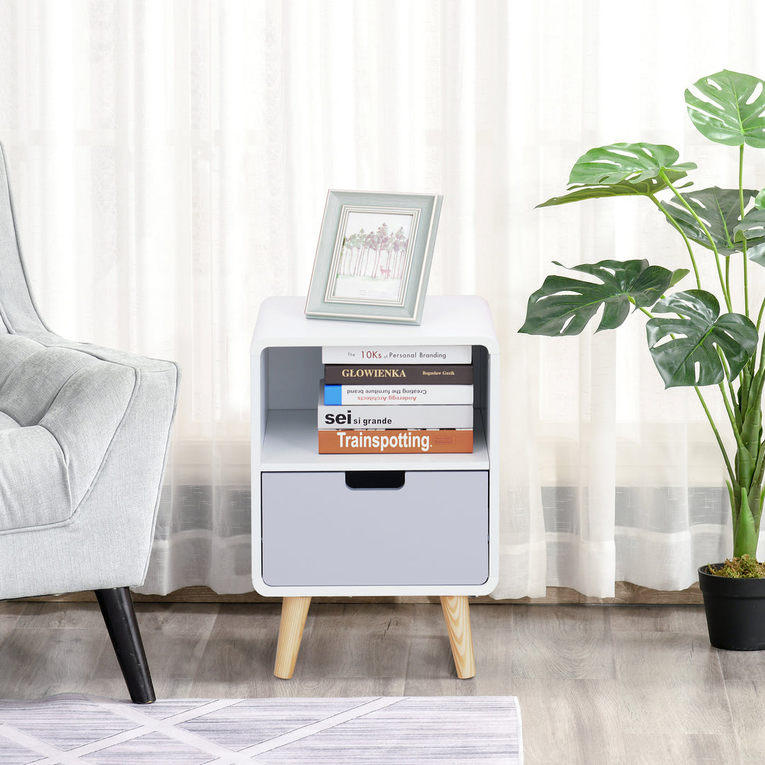 MCL Wooden Bedside Table End Nightstand With Drawer Wood Lamp Desk Storage Unit Bedroom Scandinavian Nordic Style