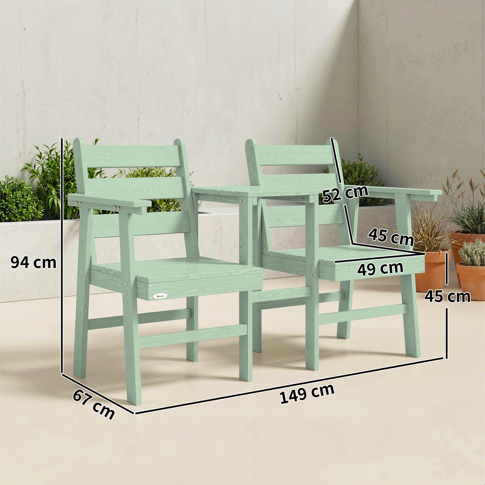 Outdoor Garden Loveseat, Embossed Wooden Jack and Jill Garden Seat wit