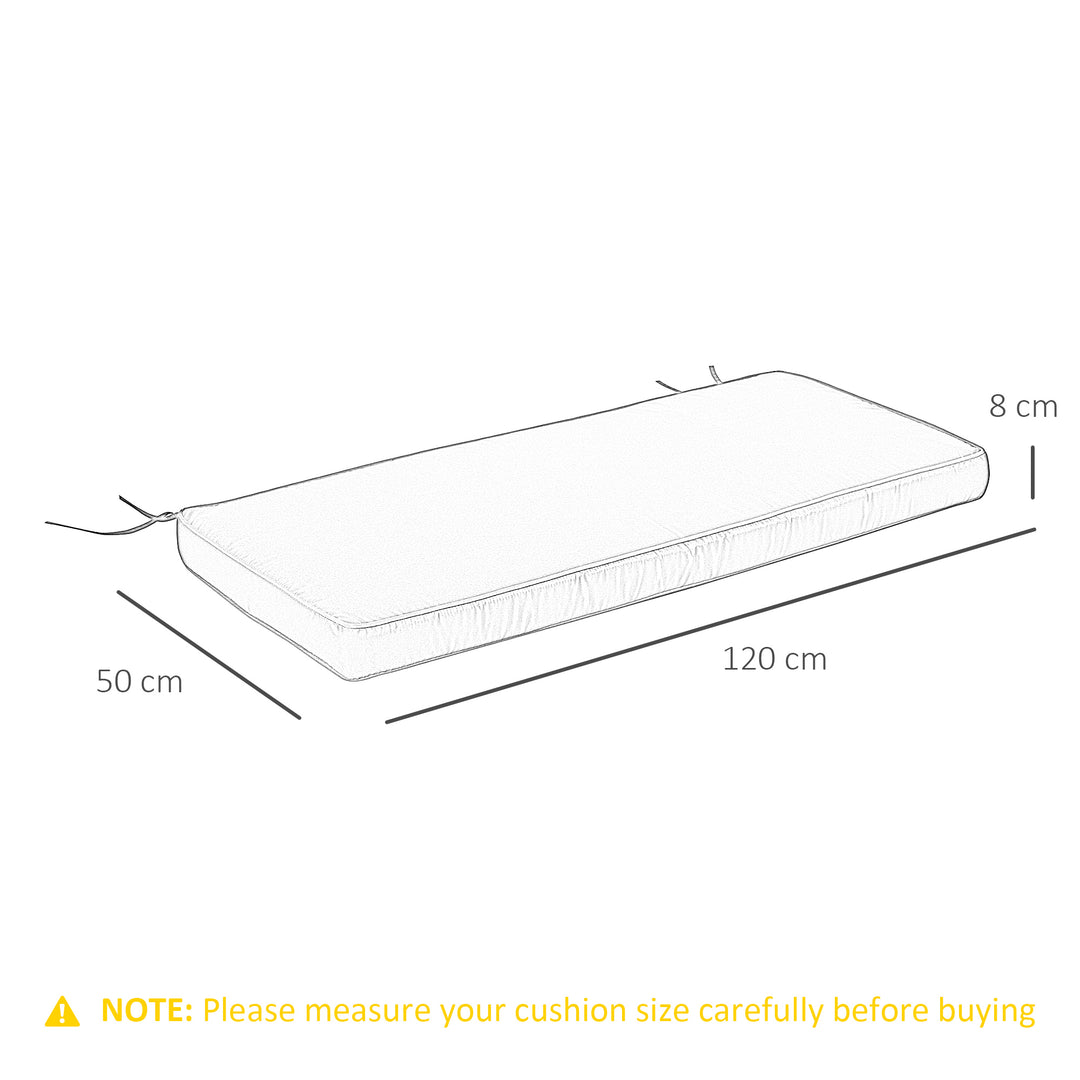 MCL Garden Bench Cushion 2 Seater Loveseat Seat Pad for Patio Swing Furniture for Indoor & Outdoor Use, 120 x 50 x 8 cm, Grey