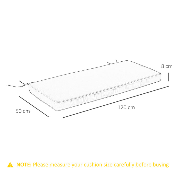 MCL Garden Bench Cushion 2 Seater Loveseat Seat Pad for Patio Swing Furniture for Indoor & Outdoor Use, 120 x 50 x 8 cm, Grey