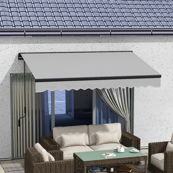 Outsunny 3 x 2m Aluminium Frame Electric Awning, Retractable Awning Sun Canopies for Patio Door Window, Light Grey