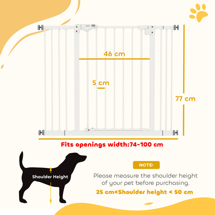 Adjustable Safety Gate w/ Two Extensions, Four Adjustable Screws, White