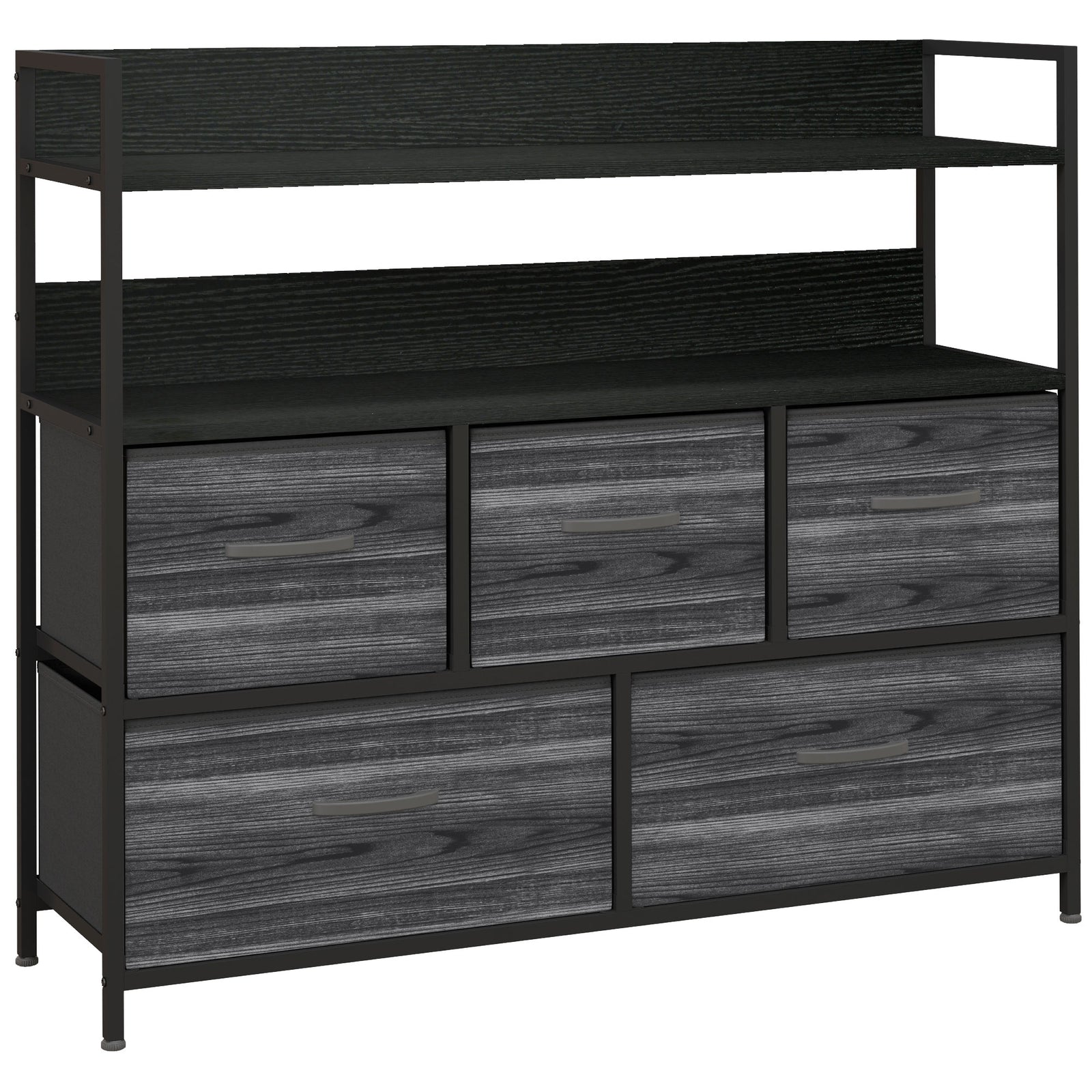 Rustic Chest of Five Fabric Drawers - Black