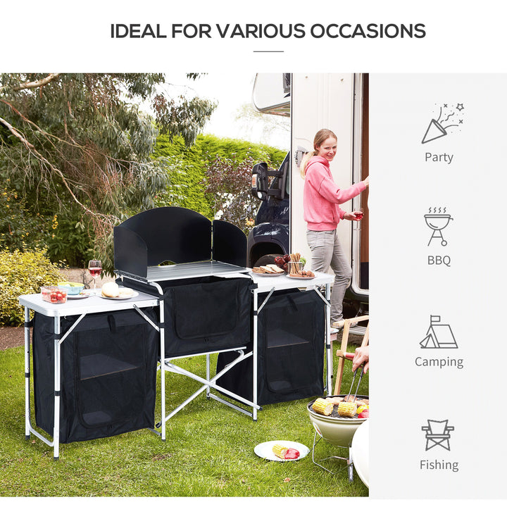 Multi-Storage Portable Camping Kitchen, with Heat-Resistant Tabletops and Bag
