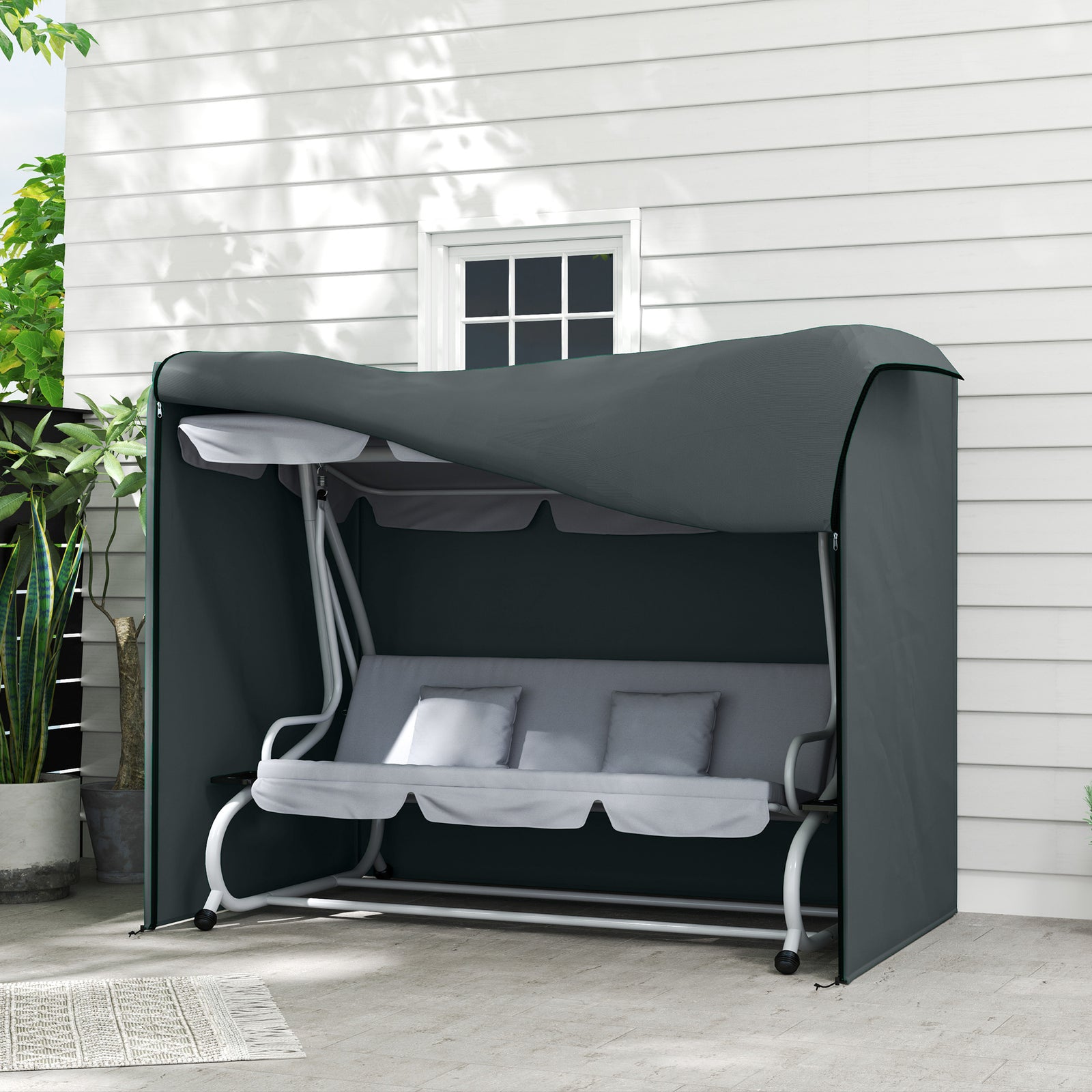 220 x 125cm Three-Seater Swing Chair Protective Cover - Grey