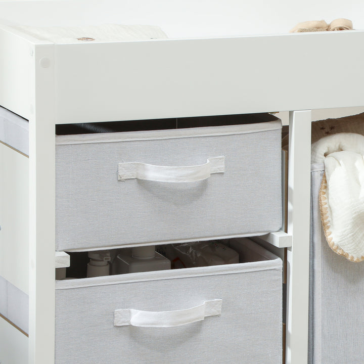 AIYAPLAY Baby Changing Unit with 4 Storage Drawers, Mat for Bedroom Nursery, 84 x 84.5 cm, White