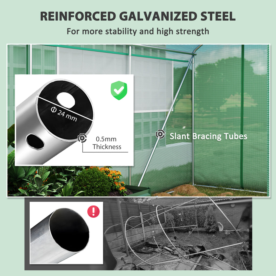 19 x 9.8ft Walk-In Polytunnel Greenhouse - Green