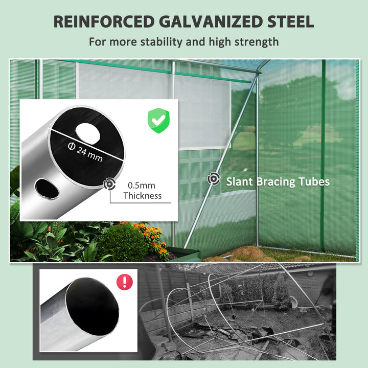 19 x 9.8ft Walk-In Polytunnel Greenhouse - Green