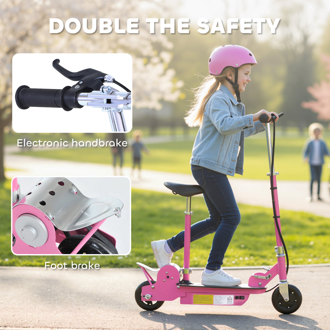 MCL Foldable Powered Scooter with Adjustable Seat, Brake, Pink