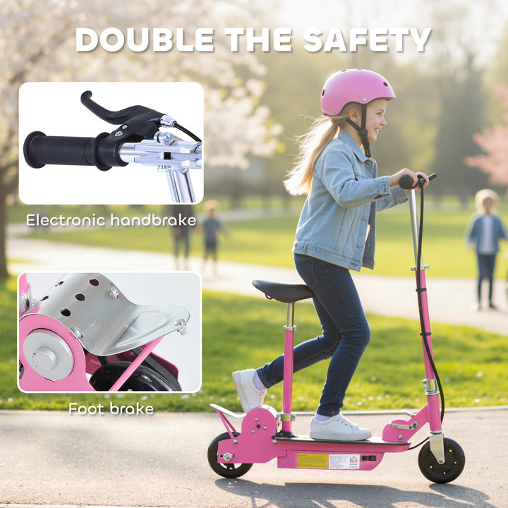 MCL Foldable Powered Scooter with Adjustable Seat, Brake, Pink