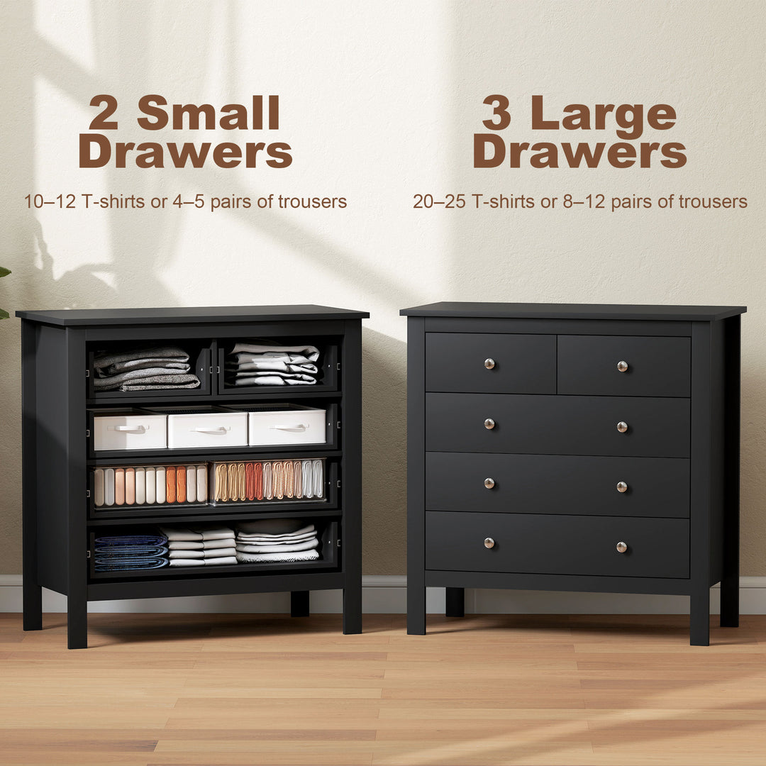 5 Drawer Dresser for Bedroom, Modern Chest of Drawers, Wide Storage Un