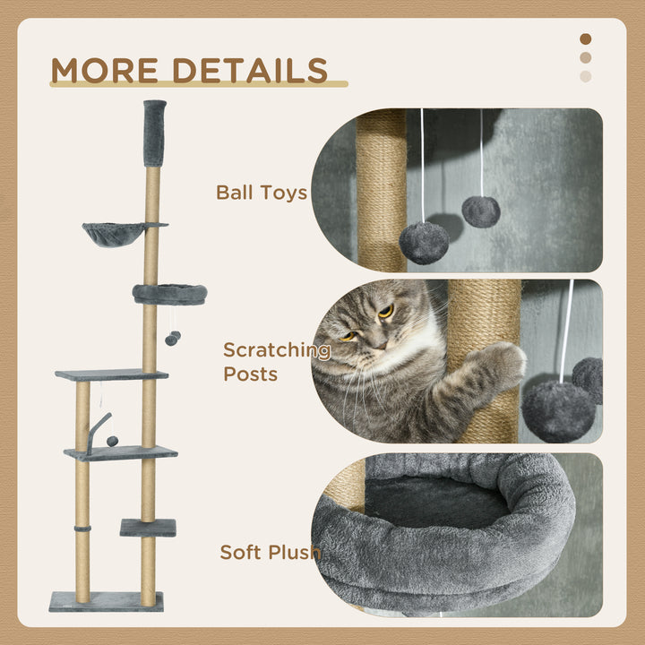 PawHut Floor to Ceiling Cat Tree, 6