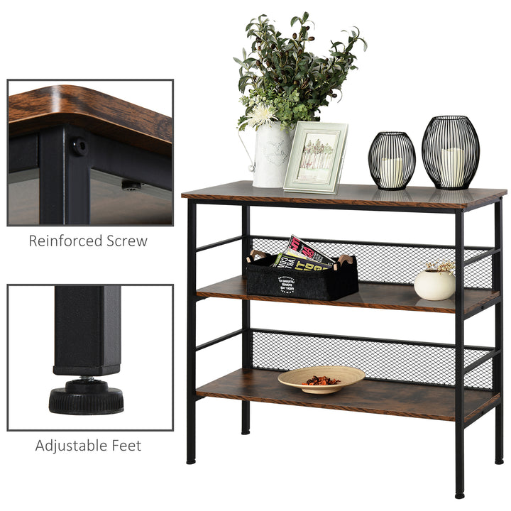 HOMCOM Corner Chic: 3-Tier Adjustable Shelf Unit with Back Panels, Smooth Surface for Home Office, Black/Brown | Aosom UK