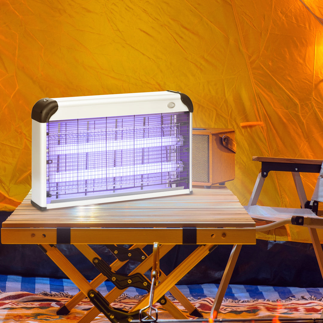 30W Electric Fly Zapper, Bug Zapper with UK Plug, 2 UV Bulbs, Hanging Chain, On/Off Switch and Removable Catch Tray, 60㎡ Coverage Insect Mosquito Killer for Indoor and Outdoor Use, Silver