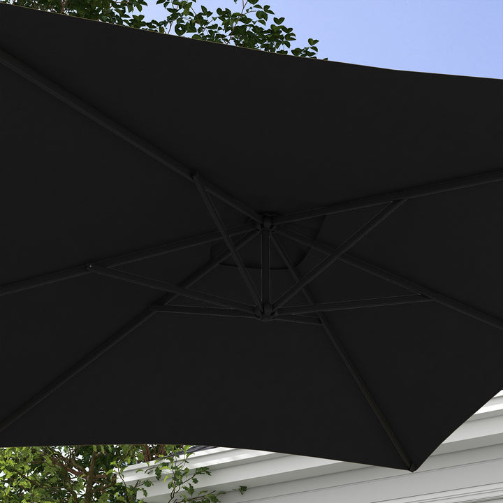 3m Cantilever Overhanging Parasol, with Cross Base - Black