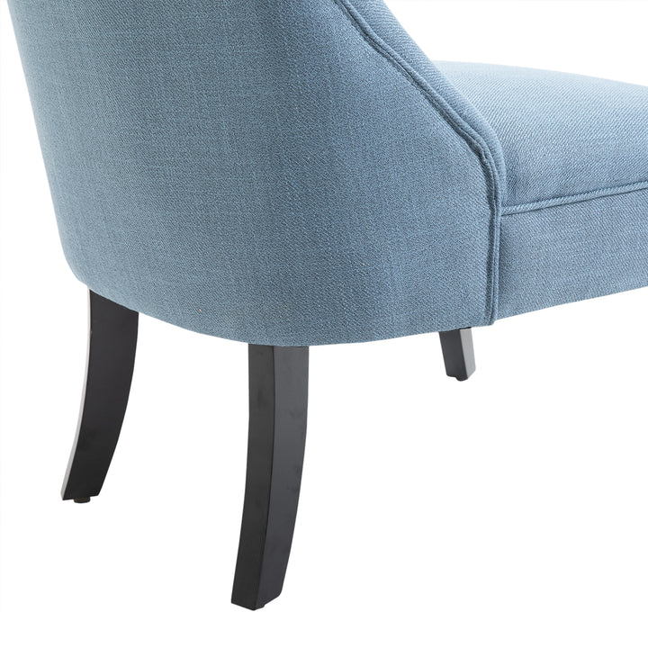 Fabric Single Sofa, Tub Chair, Upholstered Bedroom Chair with Pillow, Solid Wood Leg for Home, Living Room, Dining Room, Set of 2, Blue