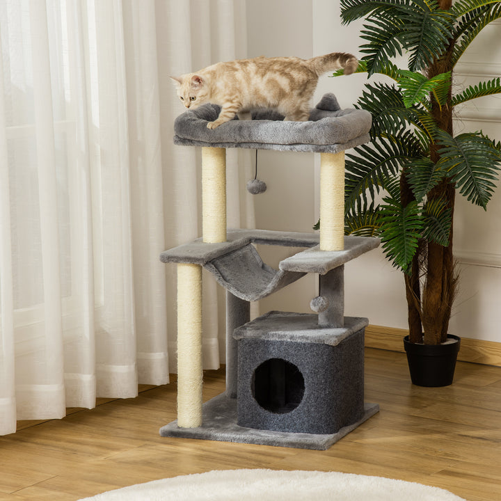 Cat Tree, 90cm Cat Tower with Sisal Scratching Posts, Cat Condo, Hammo